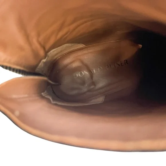 Donald J. Pliner Gemini Crocodile Black Block Heel Ankle Boot Silver Studded 8.5 - Picture 10 of 13